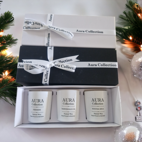 3 Christmas Scented Candles in presentation box